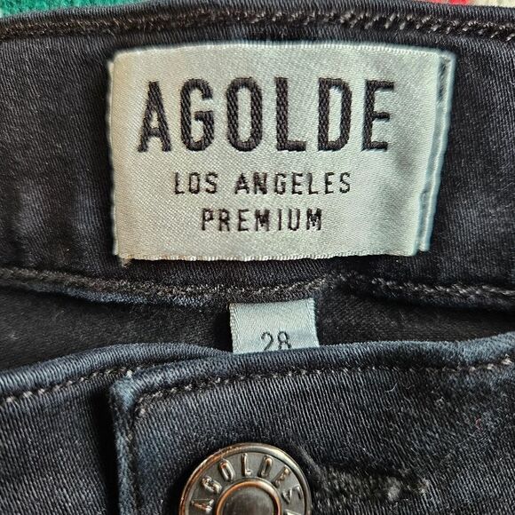 Agolde Sophie Distressed High Rise Skinny Jeans In Moonstruck Black 28 - Picture 13 of 15